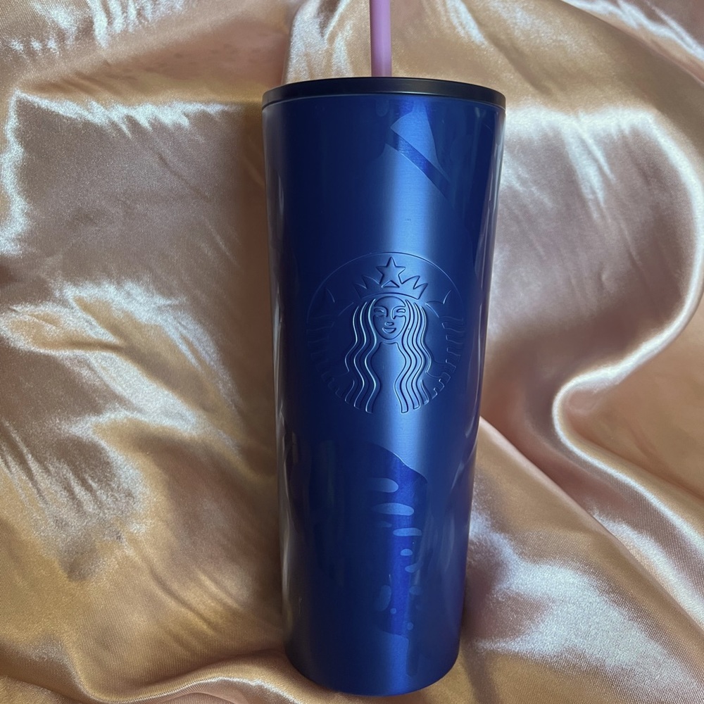 Starbucks Tumbler Blue Leaf print Summer 2021-Metal